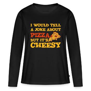 Je raconterais une blague sur la pizza, mais c’est ringard 2 - T-shirt manches longues Premium bio Femme - noir - Devant - Julia (174cm)