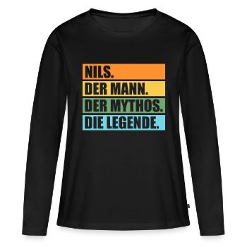 Nils - Frauen Premium Bio Langarmshirt - Schwarz - Vorne - Julia (174cm)