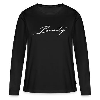 Beauté blanche - T-shirt manches longues Premium bio Femme - noir - Devant - Julia (174cm)