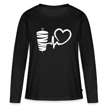 Kebab Lover Kebab Grill Heart - Frauen Premium Bio Langarmshirt - Schwarz - Vorne - Julia (174cm)