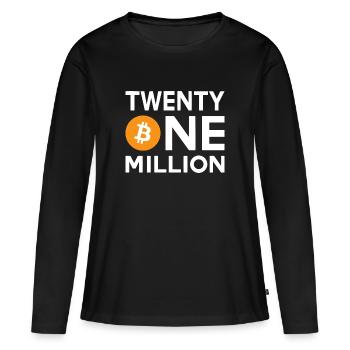 Bitcoin Vingt et un millions - T-shirt manches longues Premium bio Femme - noir - Devant - Julia (174cm)