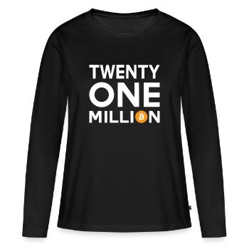Bitcoin Vingt et un millions - T-shirt manches longues Premium bio Femme - noir - Devant - Julia (174cm)