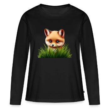 Fox in the tall grass - Women's Premium Organic Long Sleeve Shirt - black - Front - Julia (174cm)