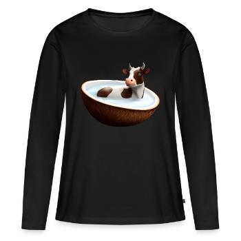 Vache à la noix de - T-shirt manches longues Premium bio Femme - noir - Devant - Julia (174cm)