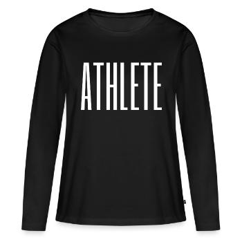 ATHLETE / SPORTLER - Frauen Premium Bio Langarmshirt - Schwarz - Vorne - Julia (174cm)