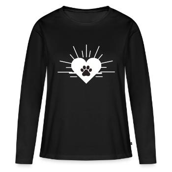 Herz mit Hundepfote - Frauen Premium Bio Langarmshirt - Schwarz - Vorne - Julia (174cm)