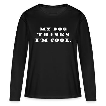 Mon chien pense que je suis un parent cool pour les animaux de compagnie amoureux des chiens - T-shirt manches longues Premium bio Femme - noir - Devant - Julia (174cm)