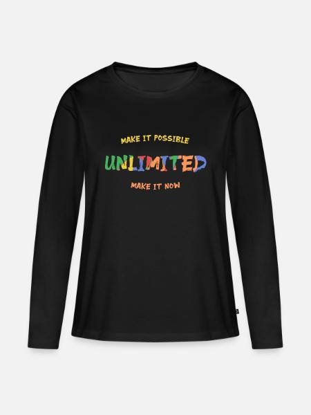 UNLIMITED - Make It Possible - Make It Now - Mut - Frauen Premium Bio Langarmshirt - Schwarz