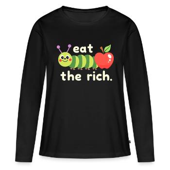 Ver affamé - Chenille Kawaii - T-shirt manches longues Premium bio Femme - noir - Devant - Julia (174cm)