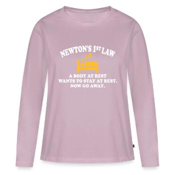 newton's 1st law - Women's Premium Organic Long Sleeve Shirt - dusky pink - Front - Julia (174cm)