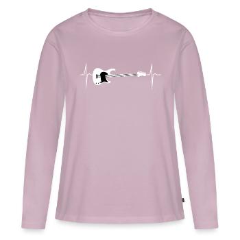 battement e guitare - T-shirt manches longues Premium bio Femme - rose poudré - Devant - Julia (174cm)