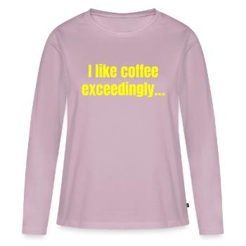 J’aime énormément le café - Citations amusantes sur le café - T-shirt manches longues Premium bio Femme - rose poudré - Devant - Julia (174cm)