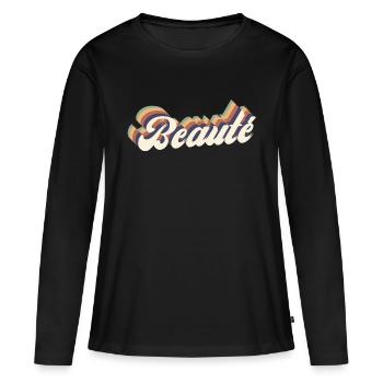 beauté vintage - T-shirt manches longues Premium bio Femme - noir - Devant - Julia (174cm)
