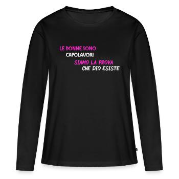 Femmes chefs d'oeuvre - BLK WE - T-shirt manches longues Premium bio Femme - noir - Devant - Julia (174cm)
