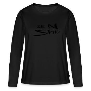 zen spirit lettre - T-shirt manches longues Premium bio Femme - noir - Devant - Julia (174cm)