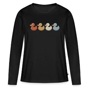 Retro - Vintage - Silhouette - Gummi-Ente - Frauen Premium Bio Langarmshirt - Schwarz - Vorne - Julia (174cm)