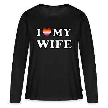 I love my wife lesbian couple - Women's Premium Organic Long Sleeve Shirt - black - Front - Julia (174cm)