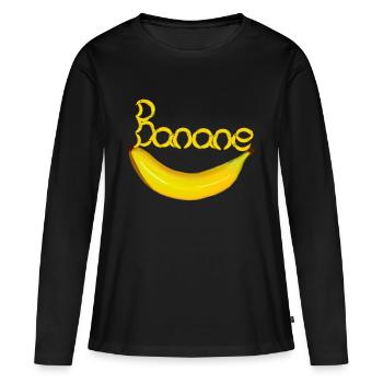 Banane Bananen Obst Frucht Früchte - Frauen Premium Bio Langarmshirt - Schwarz - Vorne - Julia (174cm)