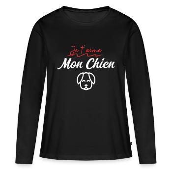 J’aime mon chien - T-shirt manches longues Premium bio Femme - noir - Devant - Julia (174cm)