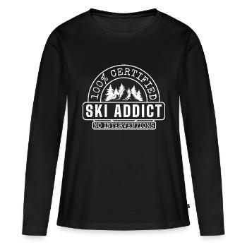 Ski Vacances d’hiver Neige Piste de ski - T-shirt manches longues Premium bio Femme - noir - Devant - Julia (174cm)