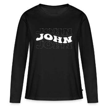 Drôle John Groovy 4 Hommes Femmes Cool John Tie Dye - T-shirt manches longues Premium bio Femme - noir - Devant - Julia (174cm)
