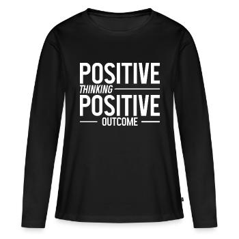 Pensée positive Résultat positif 2 - T-shirt manches longues Premium bio Femme - noir - Devant - Julia (174cm)