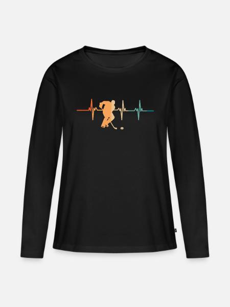 Hockey-Herzschlag - Frauen Premium Bio Langarmshirt - Schwarz
