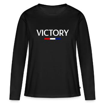Sieg - Frauen Premium Bio Langarmshirt - Schwarz - Vorne - Julia (174cm)