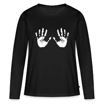 mains - T-shirt manches longues Premium bio Femme - noir - Devant - Julia (174cm)