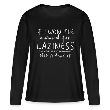 Si j’ai gagné le prix de la paresse - T-shirt manches longues Premium bio Femme - noir - Devant - Julia (174cm)