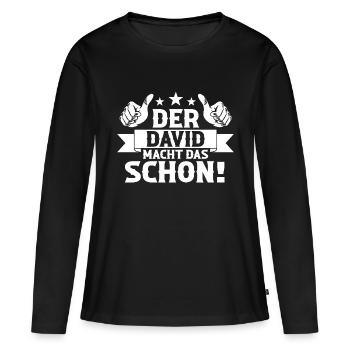 David - Frauen Premium Bio Langarmshirt - Schwarz - Vorne - Julia (174cm)