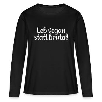 vegan Tiere Leben Lebewesen Ernährung Nahrung - Frauen Premium Bio Langarmshirt - Schwarz - Vorne - Julia (174cm)