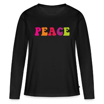 PEACE - T-shirt manches longues Premium bio Femme - noir - Devant - Julia (174cm)
