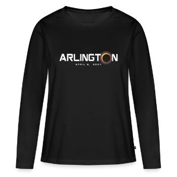Arlington Texas 2024 Eclipse Souvenir 8 avril - T-shirt manches longues Premium bio Femme - noir - Devant - Julia (174cm)