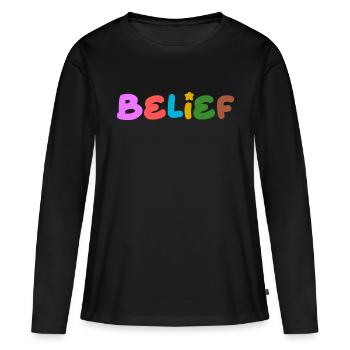 Pensée positive de foi - T-shirt manches longues Premium bio Femme - noir - Devant - Julia (174cm)