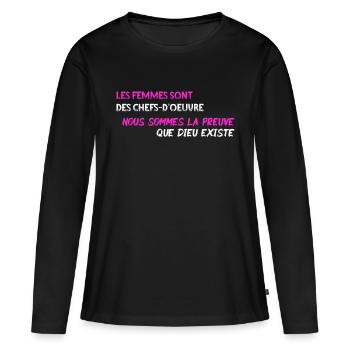 Femmes chefs d'oeuvre PNK WE - T-shirt manches longues Premium bio Femme - noir - Devant - Julia (174cm)