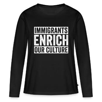 Immigrants Culture Immigration Lovers Proud - T-shirt manches longues Premium bio Femme - noir - Devant - Julia (174cm)