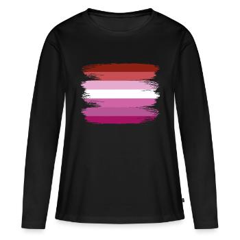 Lesbienne Lesbienne Fierté Drapeau LGBT - T-shirt manches longues Premium bio Femme - noir - Devant - Julia (174cm)