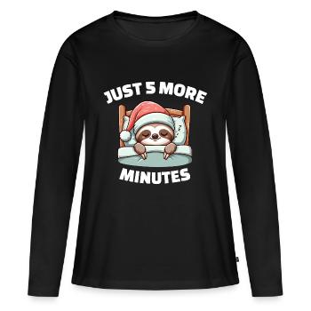 Faultier witzig Schlafshirt Just 5 more minutes - Frauen Premium Bio Langarmshirt - Schwarz - Vorne - Julia (174cm)
