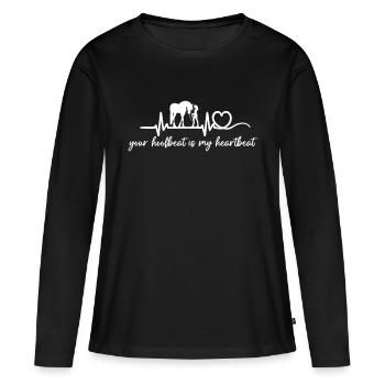 your hoofbeat is my heartbeat Frau mit Pferd - Frauen Premium Bio Langarmshirt - Schwarz - Vorne - Julia (174cm)