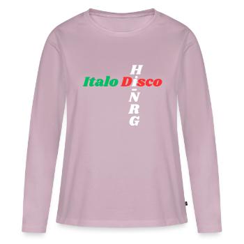 T-shirt Italo Disco Hi NRG - T-shirt manches longues Premium bio Femme - rose poudré - Devant - Julia (174cm)