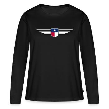 Texas Fan T-Shirt – Lone Star Style - Frauen Premium Bio Langarmshirt - Schwarz - Vorne - Julia (174cm)