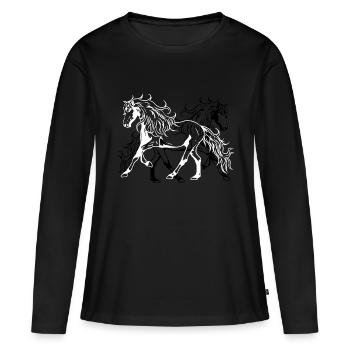 Cheval Sauvage Quarterhorse Poney Cavalier - T-shirt manches longues Premium bio Femme - noir - Devant - Julia (174cm)