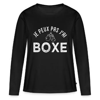 J peux pas j ai boxe Cadeau cool boxe - T-shirt manches longues Premium bio Femme - noir - Devant - Julia (174cm)