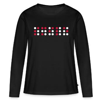Lächeln in Braille-Code, Braille-Schrift für Blinde - Frauen Premium Bio Langarmshirt - Schwarz - Vorne - Julia (174cm)