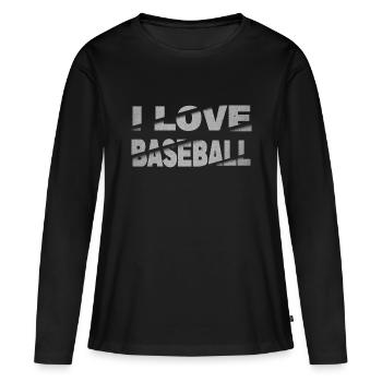 J’adore le baseball - T-shirt manches longues Premium bio Femme - noir - Devant - Julia (174cm)