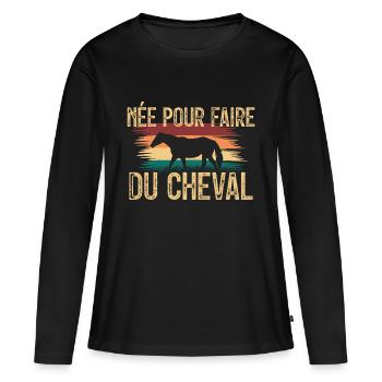 amoureuse des chevaux - cadeau Cavelier. - T-shirt manches longues Premium bio Femme - noir - Devant - Julia (174cm)
