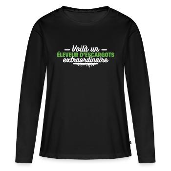 Voilà un éleveur d'escargots extraordinaire - T-shirt manches longues Premium bio Femme - noir - Devant - Julia (174cm)