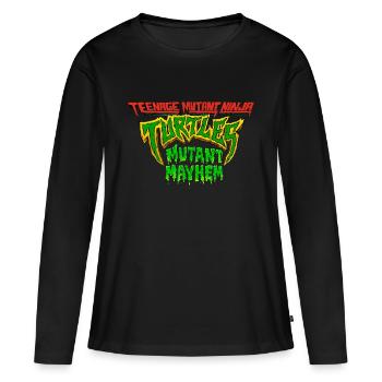 TMNT Mutant Mayhem Logo - T-shirt manches longues Premium bio Femme - noir - Devant - Julia (174cm)