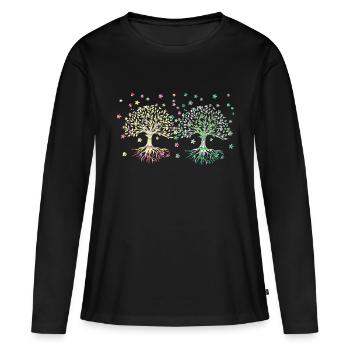 Arbre de Vie, Arbre De Vie, Arbres - T-shirt manches longues Premium bio Femme - noir - Devant - Julia (174cm)